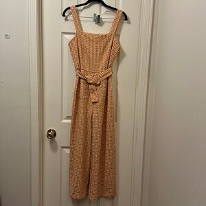 Nasty Gal Gingham Square Neck Belted Jumpsuit